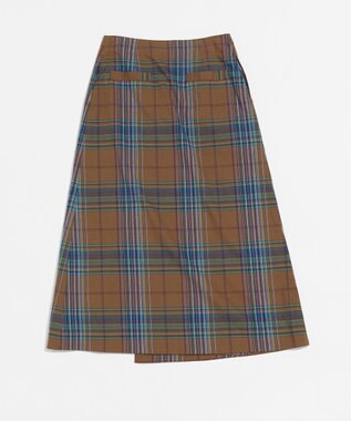 LENO DARK MADRAS CHECK WRAP SKIRT / マドラスチェックラップスカート BROWN