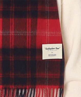 MOONBAT 【WEB限定】MACKINTOSH PHILOSOPHY ウール100%バッキンガムベア チェックマフラー (パッケージ付き) レッド