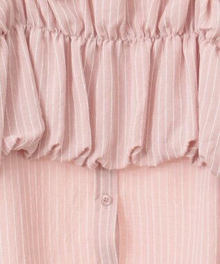 earth music&ecology ＳＥＴ２点起毛ストライプシャツ＋バルーンビスチェ Pink