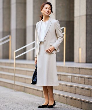 自由区 【洗える】バックサテンアムンゼンストライプ ブラウス オフ×クラウドグレーストライプ