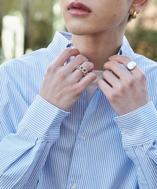 WEGO 【ユニセックス着用ITEM/MLサイズ展開】オックスフォードワンポイントシャツ（LS） ブルーストライプ