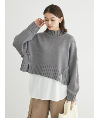 Green Parks ・ＳＵＧＡＲ　ＳＰＯＯＮ　ハイネックショートニット Gray Mixture