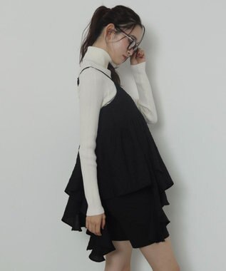 WEGO イレヘムフリルキャミワンピース ブラック