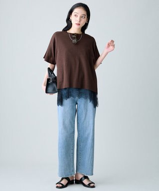 ANY リネンブレンドボクシーニット ブラウン