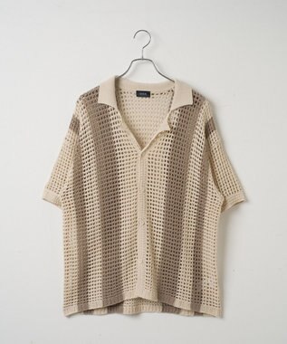 WEGO マルチストライプニットシャツ（S） オフホワイト