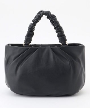 LA BAGAGERIE シープレザー ギャザーハンドル2wayラウンドトートバッグ ブラック
