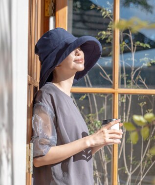 MOONBAT 【一級遮光/UVカット】UVラフィネハット（つばの広さノーマル）速乾/接触冷感/手洗いOK/サイズ調整可能/抗菌防臭加工 ネイビーブルー