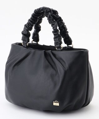 LA BAGAGERIE シープレザー ギャザーハンドル2wayラウンドトートバッグ ブラック