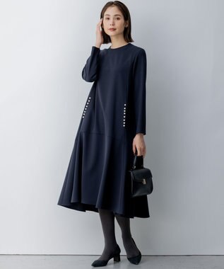 組曲 L 【WEB限定】コンフォータブルドレープ ワンピース ネイビー系