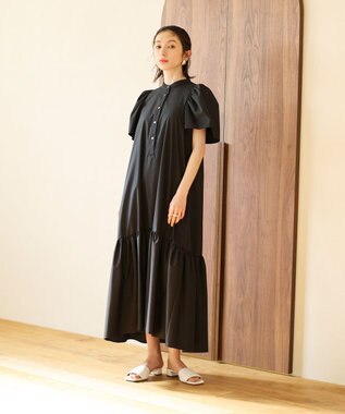 #Newans フレアヘムシャツワンピース ブラック