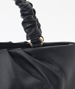 LA BAGAGERIE シープレザー ギャザーハンドル2wayラウンドトートバッグ ブラック