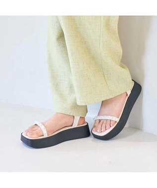 MODE ET JACOMO <noyau>パールデザイン厚底スポーツサンダル アイボリー