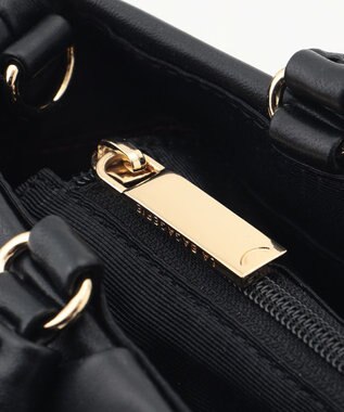 LA BAGAGERIE シープレザー ギャザーハンドル2wayラウンドトートバッグ ブラック