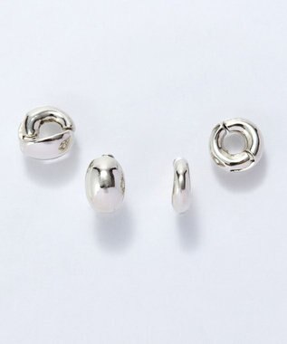 Phoebe 【ピアス見えシリーズ/金属アレルギー対応】オーバルフープスナップイヤリング　シルバー シルバー