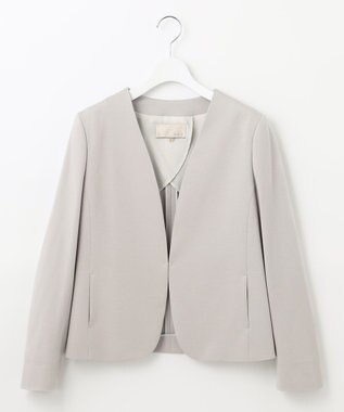 自由区 【好評につき追加生産/洗える】WASHABLEPONTE ノーカラージャケット ライトグレー系