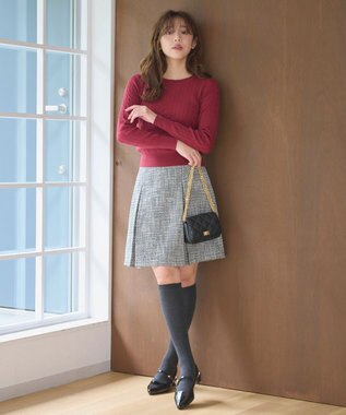 Feroux 【洗える】ケーブル ニット ワイン系