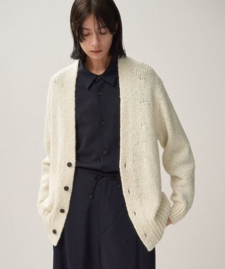 ATON SILK TAM | Vネックカーディガン OFF WHITE