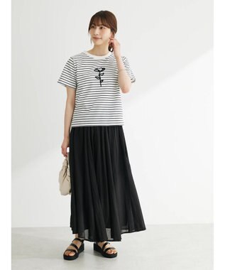 Green Parks インド綿　ふんわりボイルロングスカート Black