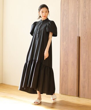 #Newans フレアヘムシャツワンピース ブラック