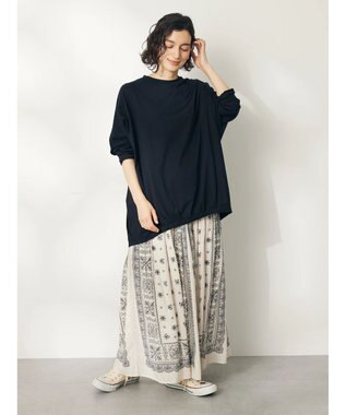 CRAFT STANDARD BOUTIQUE シルケット天竺　フロントギャザーＢＩＧ　Ｔｅｅ　Ｌ／Ｓ Black