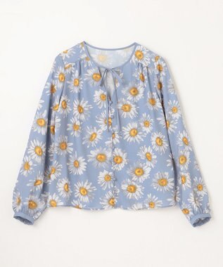 GRACE CONTINENTAL マーガレットフラワープリントブラウス ブルー