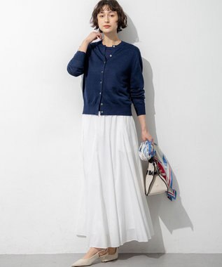 23区 【先行予約/見上愛さん着用】ピュアリネンハイゲージ カーディガン ネイビー系