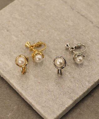 Tiaclasse 【5TYPEアソートデザイン・金属アレルギー対応】パールイヤリング・ピアス イヤリング：ゴールドA