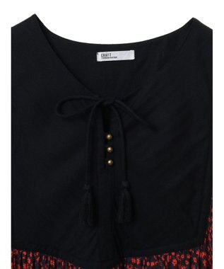 CRAFT STANDARD BOUTIQUE レーヨンキルト切替ワンピース Navy