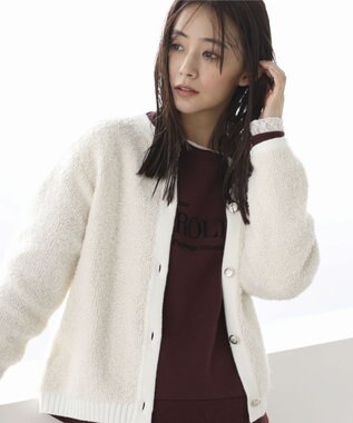 Green Parks ループ編み金釦ニットカーディガン Ecru