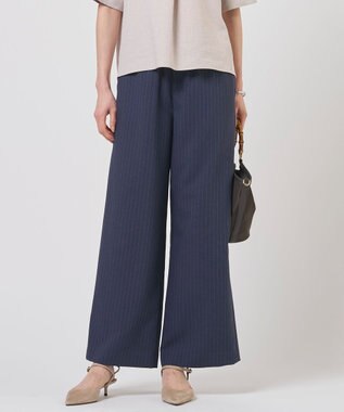 J.PRESS LADIES L ペンシル SLUB STRIPE ワイド イージー パンツ