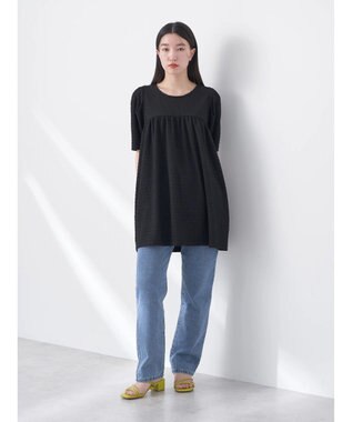 earth music&ecology ジャガードギャザーチュニック Black