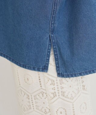 WEGO 【ANGIE VINTAGE】襟が選べる デニム プルオーバー シャツ（バンドカラー/レギュラー） ブルー