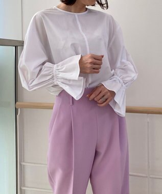 UNFILO 【洗える/吸水速乾】イージーケア キャンディスリーブ ブラウス ホワイト