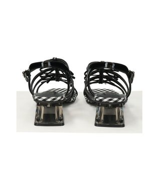 Bridget Birkin 【Bridget Birkin】ギンガムチェックリボンサンダル ブラックエナメル