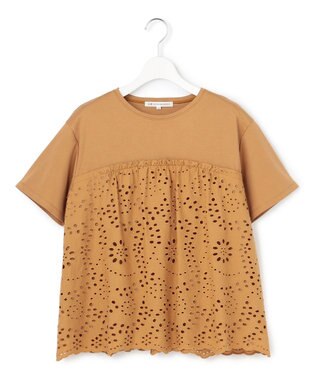 23区 【先行予約】カットワークエンブロイダリー スカラップヘム トップス キャメル系