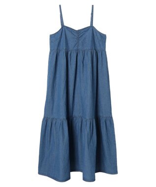 earth music&ecology デニムバックレースアップワンピース Light Indigo