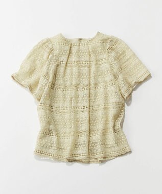 組曲 S ボーダーレース ブラウス ピスタチオ系