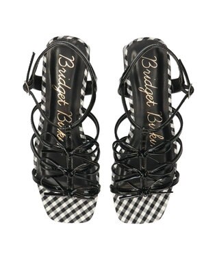 Bridget Birkin 【Bridget Birkin】ギンガムチェックリボンサンダル ブラックエナメル