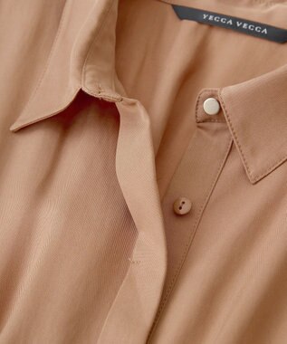 YECCA VECCA タックデザインシャツワンピース Camel