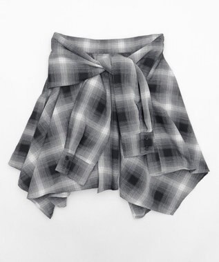 WEGO チェックシャツイレヘムミニスカート ブラック