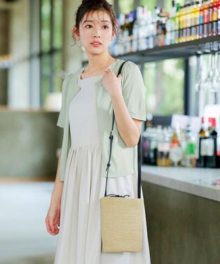 Tiaclasse シリンダーかごショルダーバッグ ベージュ