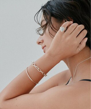 yoaa シルバー925 ハートプレートイヤーカフリング シルバー925