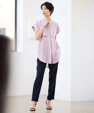 ICB 【接触冷感・UVケア・速乾・洗える】FluidBackSatin ドロストパンツ ネイビー系