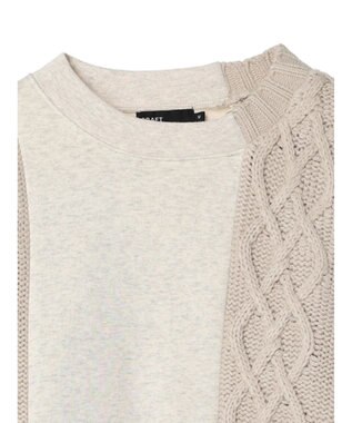 CRAFT STANDARD BOUTIQUE ケーブルニット切り替え裏起毛スウェット Oatmeal