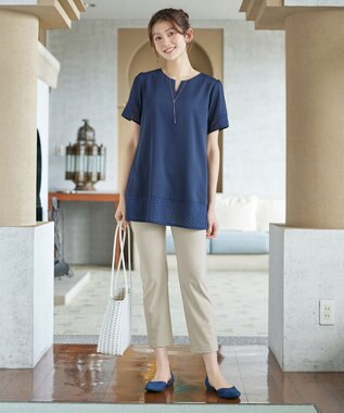 Tiaclasse 日本製デンビスリムストレートパンツ ベージュ