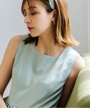 Tiaclasse 【洗える】麻調スクエアネックワンピース ミント