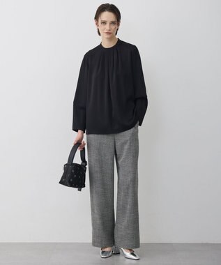 ICB L 【先行予約】ライトスラブツイード ワイドパンツ ブラック×オフホワイトミックス