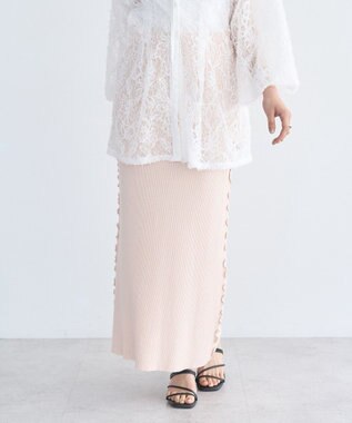 earth music&ecology サイドメローリブニットスカート Light Pink