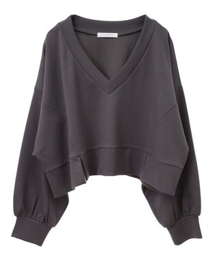 Green Parks ショート丈Ｖネックポンチプルオーバー Charcoal Gray