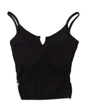 WEGO 【カップ付きインナー】グラフィックリブキャミソール ブラック